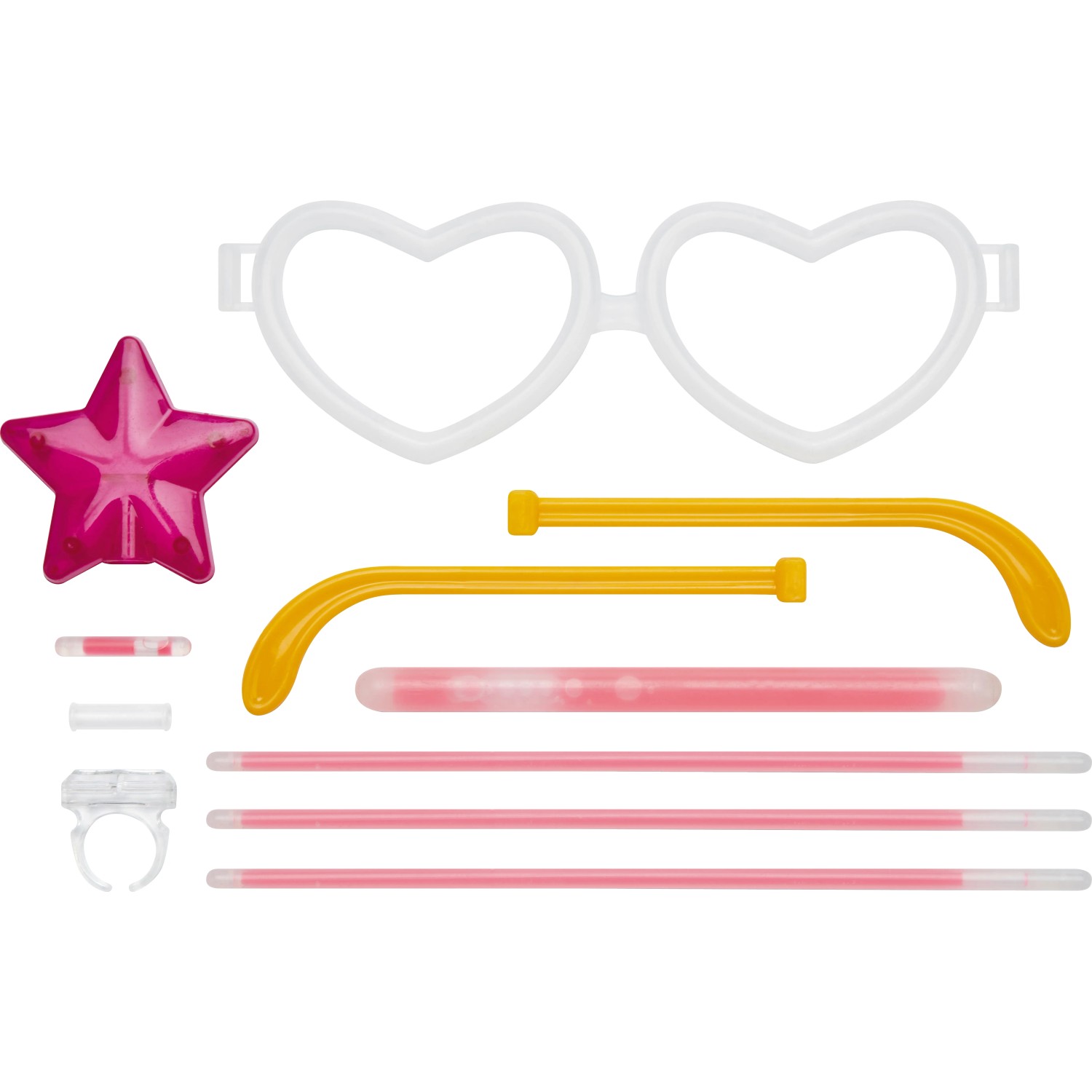 Knicklichter Party-Set Glow Girl Pink mit Brille, Armband, Ring und Stab.