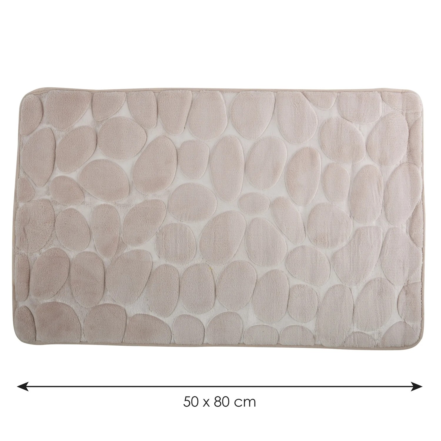 Beige MSV Badematte Kiesel, 50x80 cm, mit Kieselstein-Optik für Badezimmer.