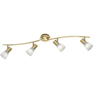 LED-Spot Levisto, 4-flammig, Messing matt mit alabasterfarbenem Glas.