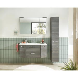 Pelipal Badmöbel-Set Quickset 328 Graphit 145 cm 3-tlg. mit Hochschrank