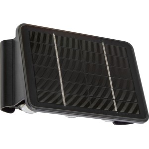 Schwarze LED Solar-Wandleuchte Cariati, 17x11x6,5cm, mit integriertem Solarpanel.
