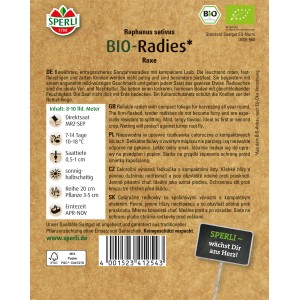 Sperli Bio Radieschen Rot Samenpackung, Ganzjahressorte für knackige, rote Radieschen.