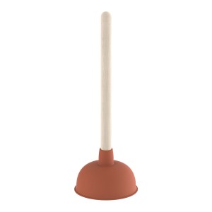 Roter Kirchhoff Ausgussreiniger (Pömpel) mit Holzgriff, Ø 140 mm.