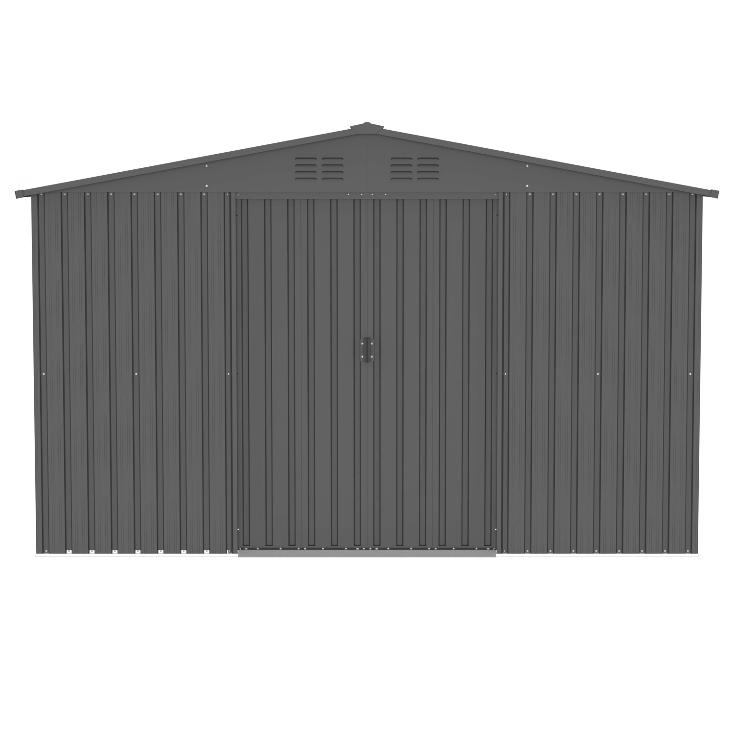 Tepro Metall Gerätehaus Flex Shed XX-Large in Anthrazit, Frontansicht mit Schiebetüren.