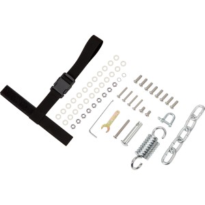 Montage-Set für Hängesessel Leyburn mit Gurt, Schrauben, Federn und Kette.