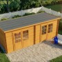 Gartenhaus Maria Twin mit Pultdach, 601x275 cm, 40 mm Wandstärke, aus Pinienholz.