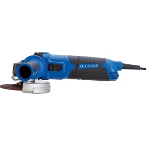 Blauer LUX-TOOLS Elektro-Winkelschleifer E-WS-750/125 mit Schleifscheibe.
