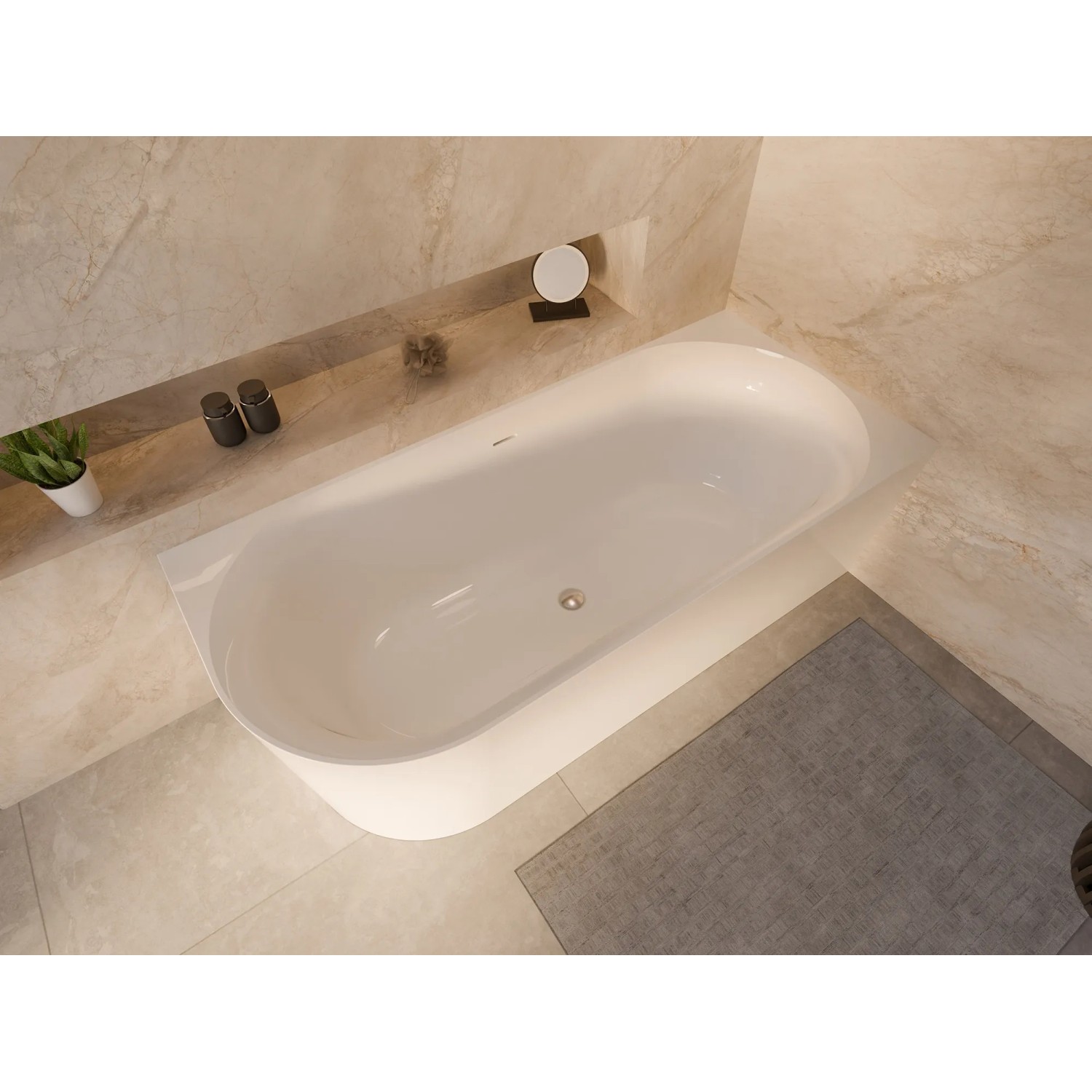 Ottofond Badewanne Mince Corner Links, 170 cm, Weiß, Acryl, Eckbadewanne im modernen Badezimmer.