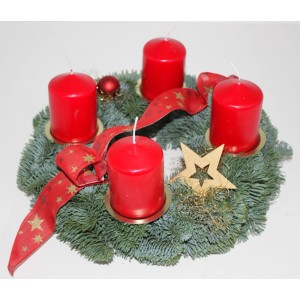 Adventskranz mit 4 Kerze Ø 30 cm Rot-Gold