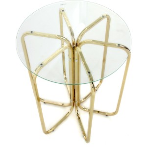 Kayoom Beistelltisch Sherryl Gold mit Glasplatte, Ø 45 cm.