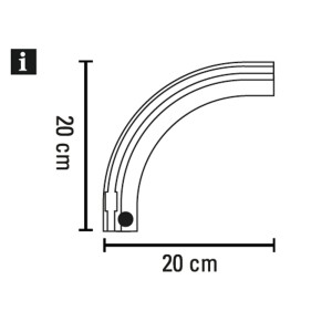 Gardinia Rundbogen links, 1-läufig, weiß, für Vorhangschiene, Maße 20x20cm.