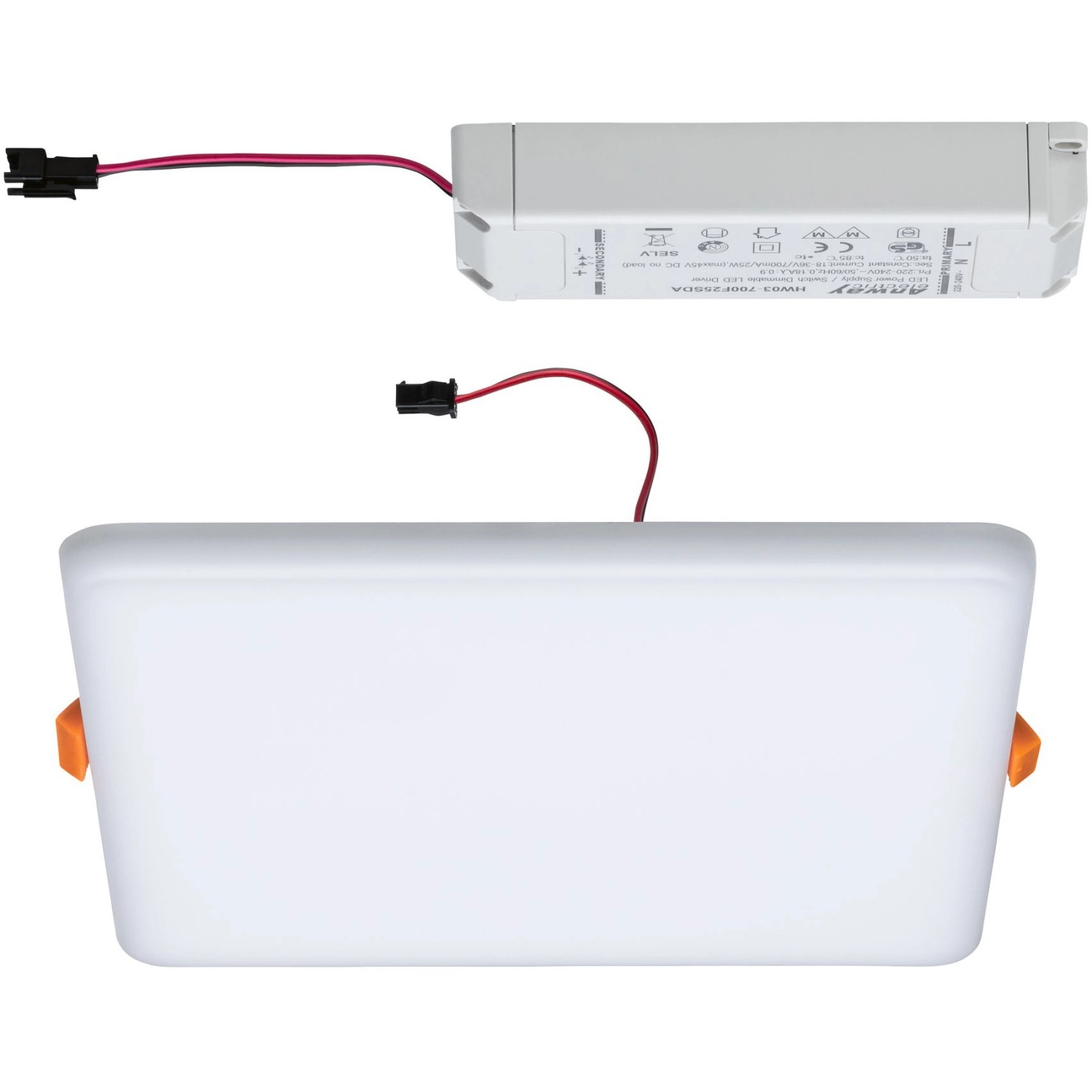 Paulmann LED-Einbaupanel Veluna, eckig, 185x185mm, 17W, 3-Stufen-dimmbar.