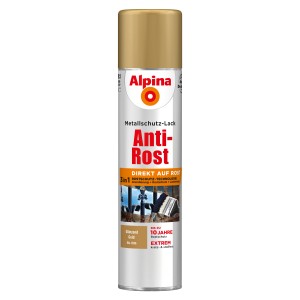 Alpina Metallschutz-Lack Anti-Rost Spray, Gold glänzend, 400ml Dose.