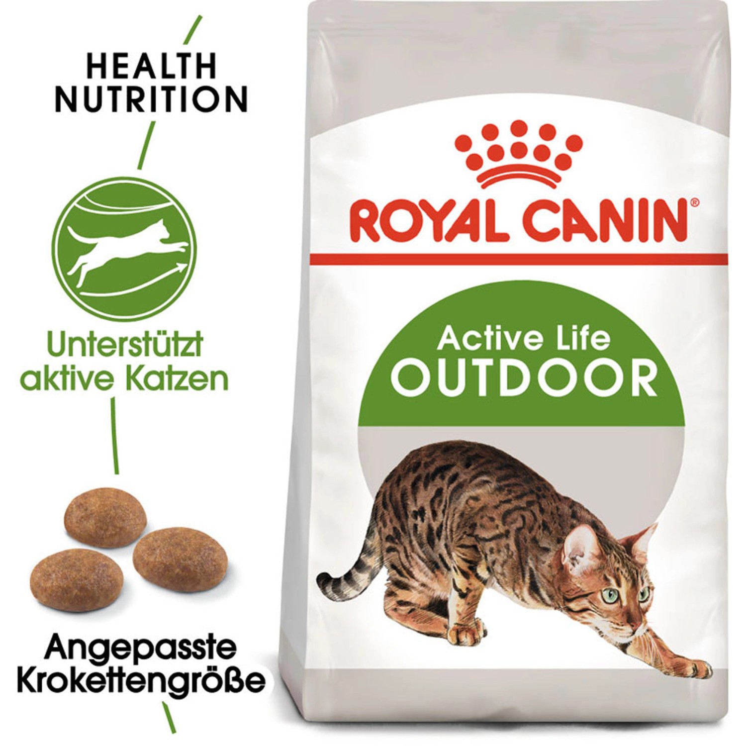 Royal Canin Outdoor Katzenfutter Trocken, 400g Packung für aktive Freigänger Katzen.