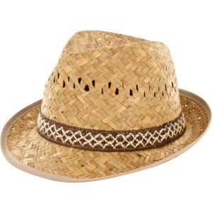 Strohhut Borsalino Herren Gr. 60 mit dekorativem Hutband für Garten und Freizeit.
