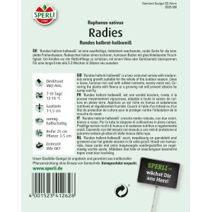 Sperli Radieschen Radies Rundes halbrot-halbweiß Samenpackung