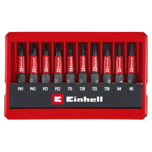 Einhell Bit-Set, 10-teilig im Taschenformat mit PH, PZ, Torx und Hex Profilen für Schraubendreher und Akkuschrauber.
