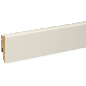 Sockelleiste FU062L, Dekor ähnlich RAL1013, 15x58x2400 mm, MDF mit Dekorfolie, Clipmontage.