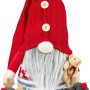 Stoff-Weihnachtsmann mit Teddy, 30 cm, rot-grau, als Weihnachtsdekoration für den Innenbereich.