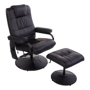 Schwarzer HOMCOM Massagesessel mit Hocker, elektrisch verstellbar und Liegefunktion. Komfortabler Relaxsessel.