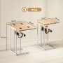 HOMCOM Beistelltisch C-Form, klappbare Holzplatte, integrierte Ladestation mit USB, weißes Metallgestell. Für Wohnzimmer.