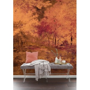 Komar Vlies Fototapete Autumna, 200x280 cm, mit Herbstwald-Motiv in warmen Farben.