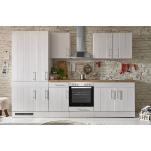 Respekta Küchenzeile Anton 300 cm Lärche Weiß matt