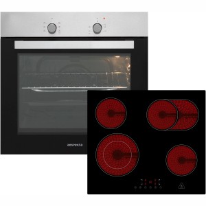 Respekta Herdset Solero + Abra: Einbaubackofen und Glaskeramikkochfeld mit vier Kochzonen.