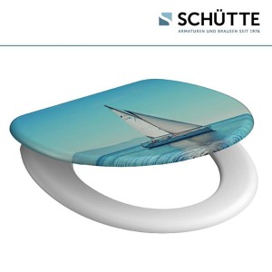 Schütte WC-Sitz Sailing mit Absenkautomatik, Motiv Segelboot auf Meer.