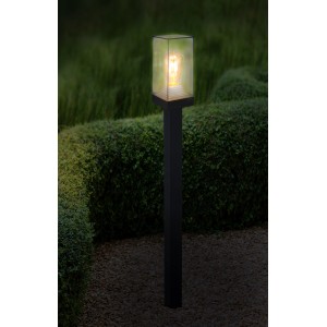 Globo Gabba Wegeleuchte, 100cm, schwarz, mit klarem, rechteckigem Schirm. Dekorative Außenleuchte.