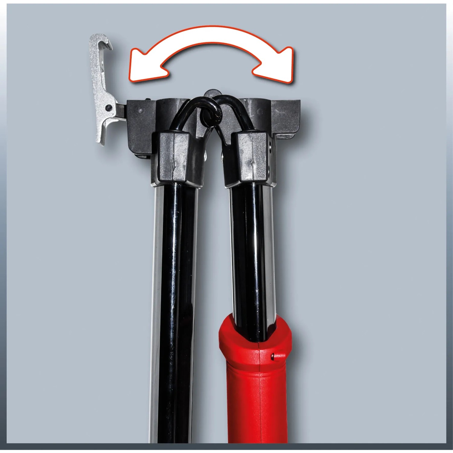 Detailaufnahme des klappbaren Holm des Einhell Trockenbauschleifers TC-DW 225.