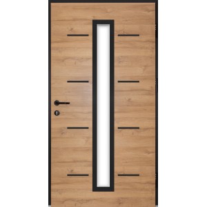 Splendoor Haustür ThermoSpace Milano Prime Woodeffect, Eiche natur Dekor mit Glaseinsatz.