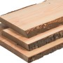 Unbesäumte Douglasie Massivholzplatte, 120x40x3 cm, ideal für rustikale Regale und Möbelbau.