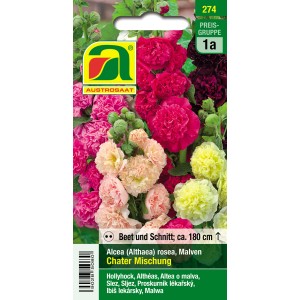 Austrosaat Malven Mischung: Blumensamen mit mehrfarbig gefüllten Blüten.