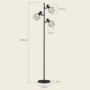 HOMCOM Stehlampe schwarz aus Metall mit 3 verstellbaren E27 Leuchten und geometrischen Schirmen, 169cm hoch.