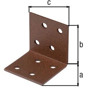 Alberts Duravis Winkelverbinder, rostbraun, 40x40x40 mm, Stahl, duplexbeschichtet mit Löchern.