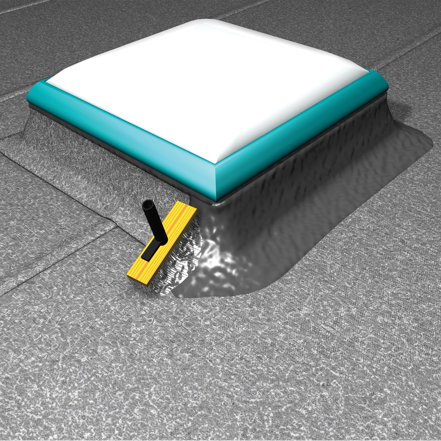 Anwendung von MEM Water Stop Bauabdichtung (14 kg) mit Quast auf einem Dach