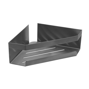 Schöner Wohnen Eckablage Meleto in Gun-Metal Grey aus Edelstahl mit Wasserablauf.