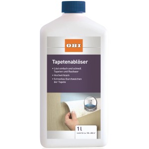 Flasche OBI Tapetenablöser 1 l zum einfachen Entfernen von Tapeten.