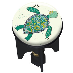 Wenko Waschbeckenstöpsel Pluggy Turtle mit Schildkröten-Motiv in Grün und Gelb.