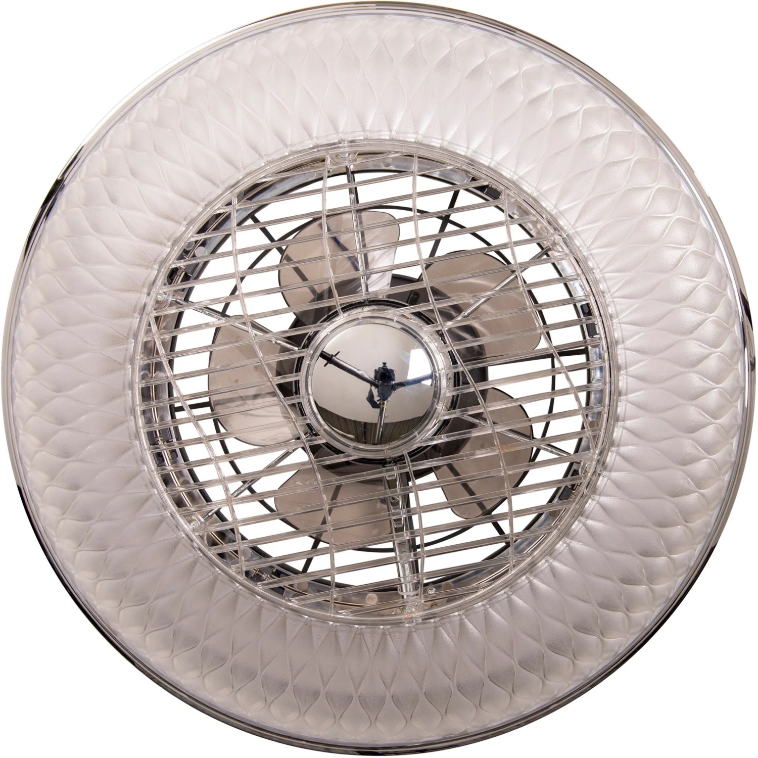 Näve LED-Deckenleuchte Viento mit Ventilator, runde Form, silberfarben. Deckenleuchte mit Ventilator.