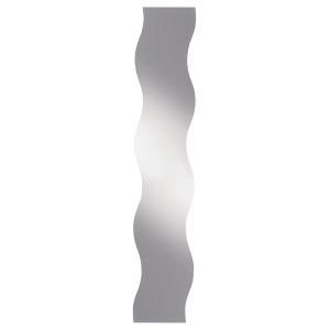 Hochformatiger Kristallspiegel Wave, 29x150 cm, mit gewellter C-Kante für Bad oder WC.