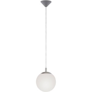 Paul Neuhaus Bolo Pendelleuchte, 1-flammig, Stahl, mit weißem Opalglas-Schirm.