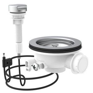 Kirchhoff Korbventil mit Bowdenzug, Edelstahl, 47,8 mm (1 1/2AG) für Spüle.