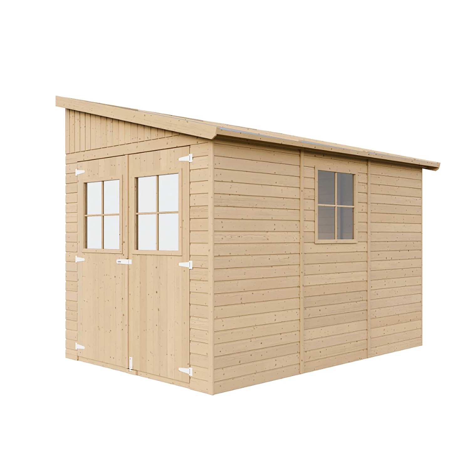 Timbela Anbau-Gartenhaus Holz M339+M339G 6 m² ohne Seitenwand mit Boden_3