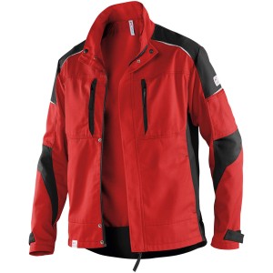 Kübler ActiviQ Arbeitsjacke in Mittelrot-Schwarz, Größe 3XL. Funktionale Jacke mit Stehkragen und Taschen.
