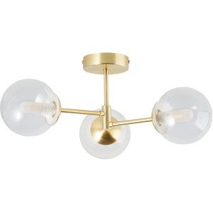 Brilliant Deckenleuchte Gitse, 3-flammig, Gold matt mit klaren Glaskugeln.