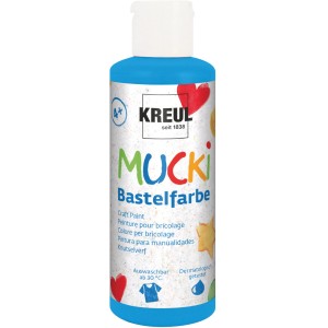 Mucki Bastelfarbe Blau, 80ml Flasche, ideal für Kinder zum Malen und Basteln.