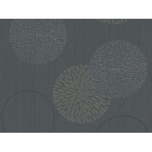 Graue Vliestapete mit floralem Muster für dekorative Wandgestaltung.