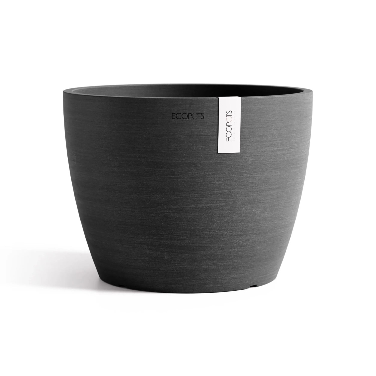 Ecopots Stockholm Pflanztopf, dunkelgrau, 23,2x17,6 cm, für Innen- und Außenbereich.